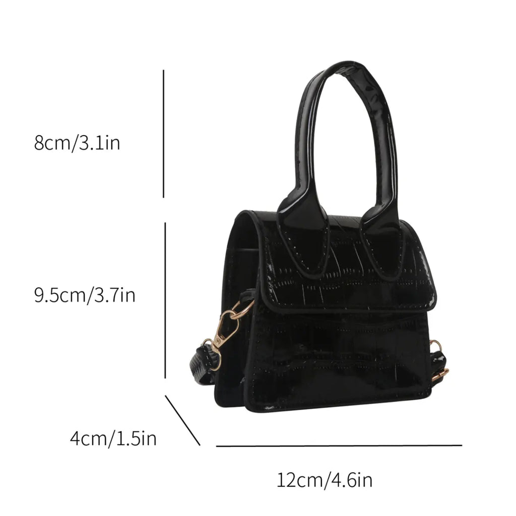 Aura Bags Futuristic Metallic Silver Crocodile Pattern Mini Crossbody Bag
