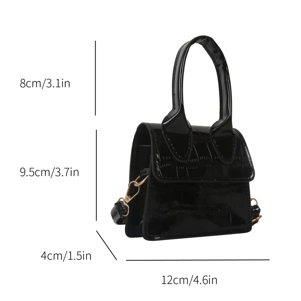 Aura Bags Futuristic Metallic Silver Crocodile Pattern Mini Crossbody Bag