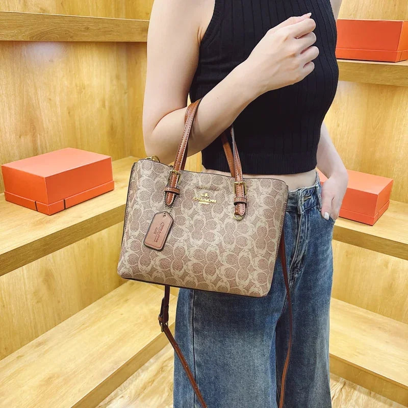 Classic Monogram Print Shoulder Bag – Elegant Leather Tote & Crossbody Handbag for Work & Daily Wear