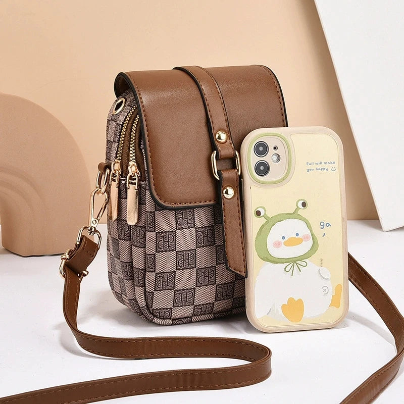 Classic Monogram Multi-Zipper Cell Phone & Crossbody Bag