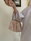 Pearlescent Kiss-Lock Ruched Mini Clutch & Crossbody Bag