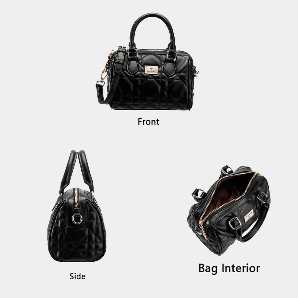 Luxurious Quilted Diamond Barrel Handbag & Crossbody