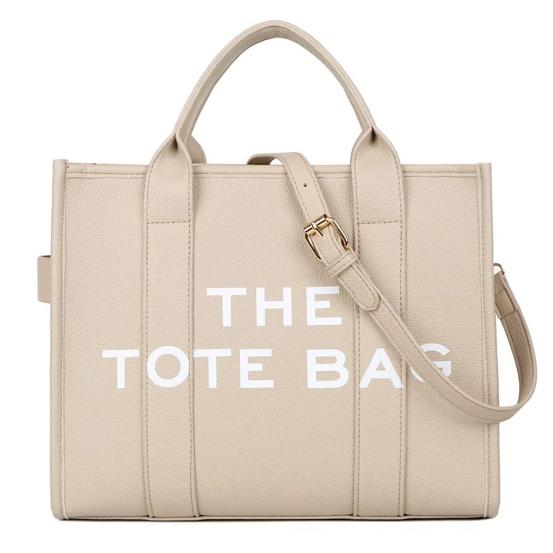 "THE TOTE BAG" Letter Printed PU Leather Tote Bag for Women | Large Capacity Shoulder Bag & Crossbody Bag