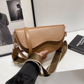 Vintage Brown Leather Saddle Crossbody Bag | Trendy Wide Strap Shoulder Purse ✨