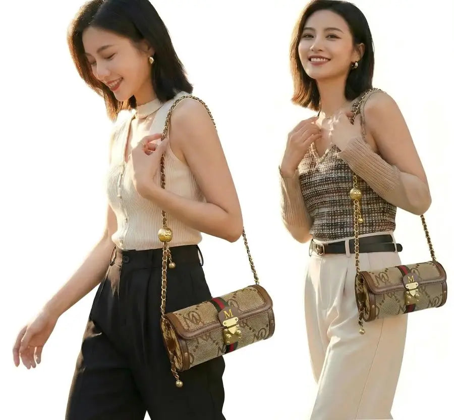 Elegant Designer-Style Structured Shoulder and Crossbody Bag with Turn-Lock