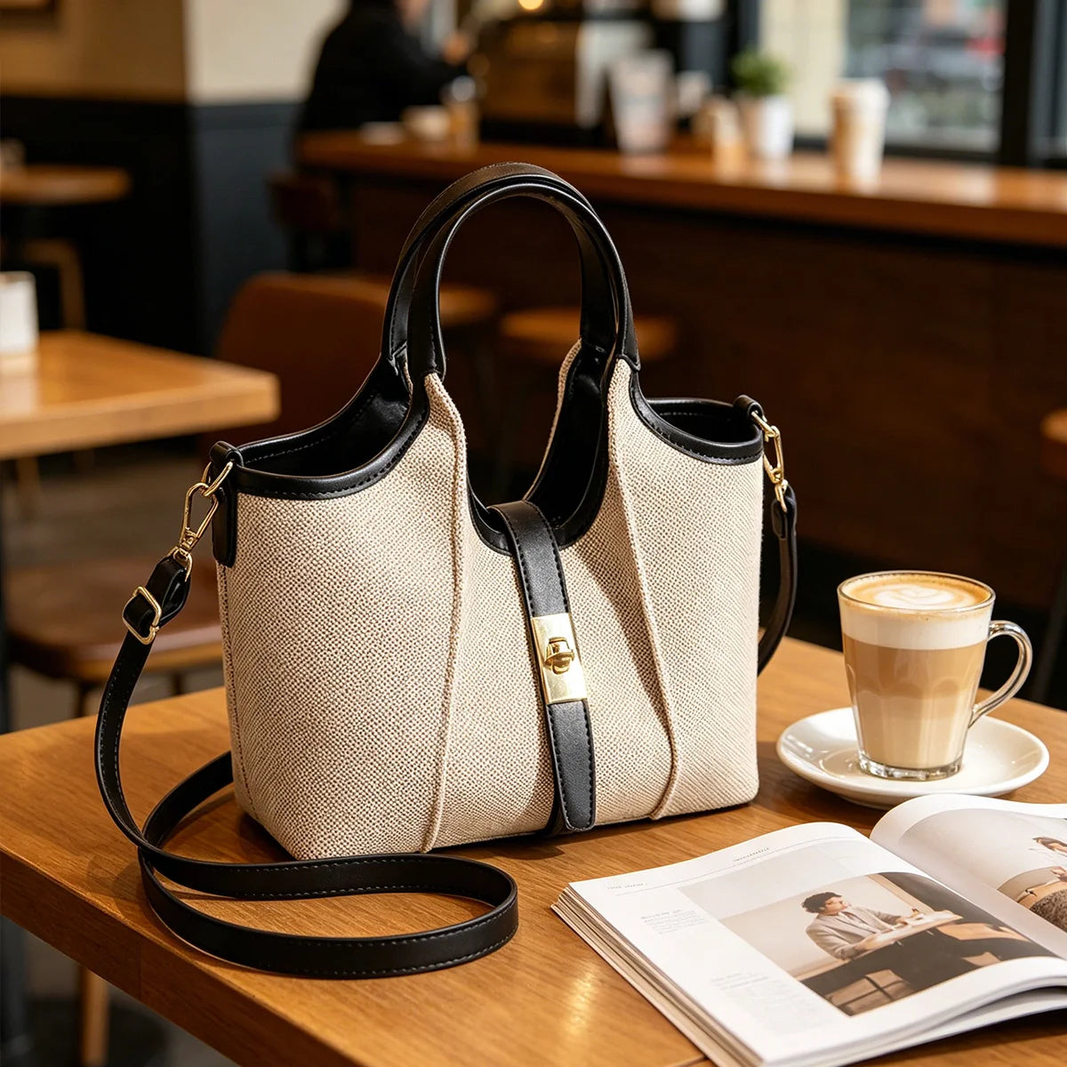 Vintage Leather Top-Handle Shoulder Bag