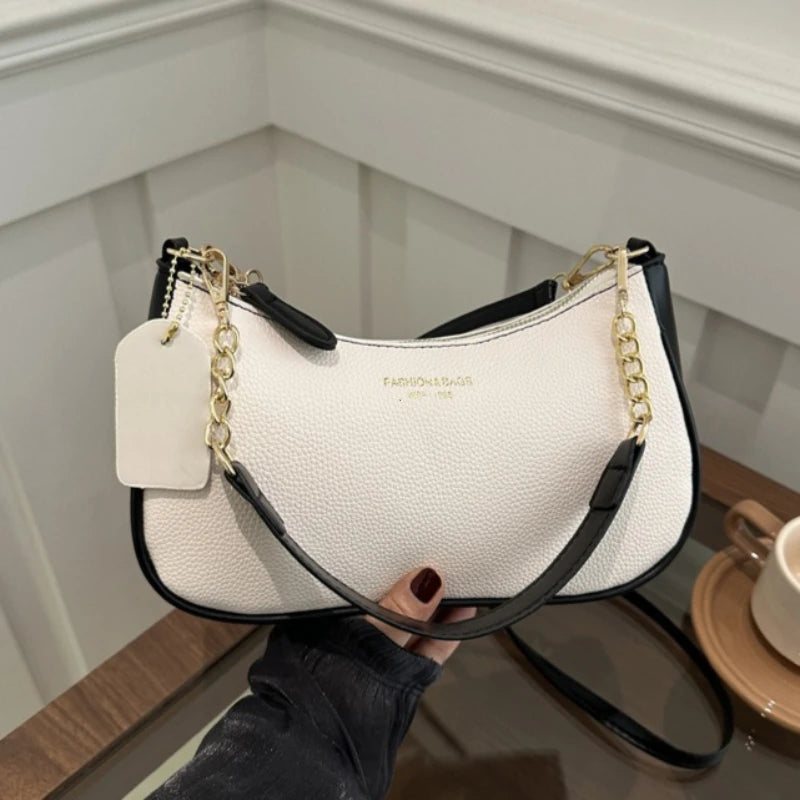 Minimalist Leather Crescent Shoulder & Crossbody Bag