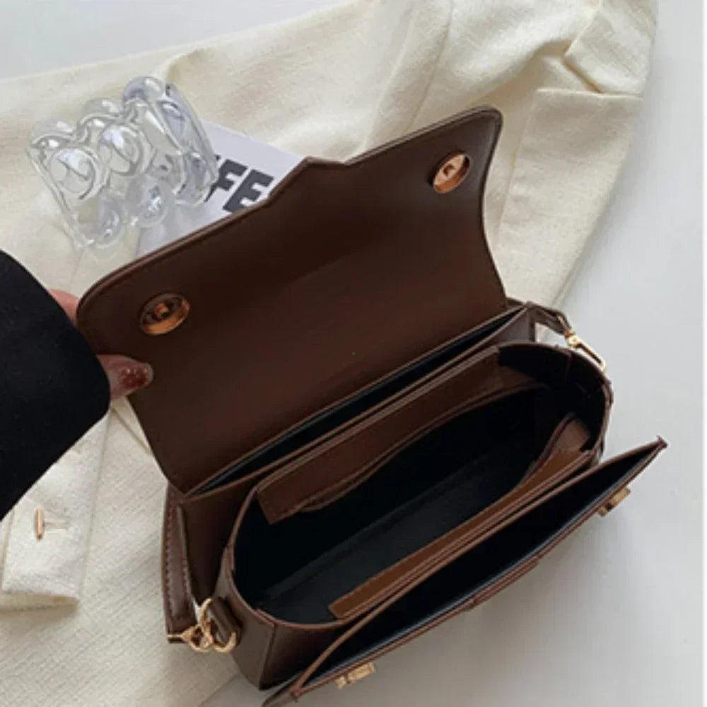 Classic Leather Flap Crossbody Bag with Top Handle