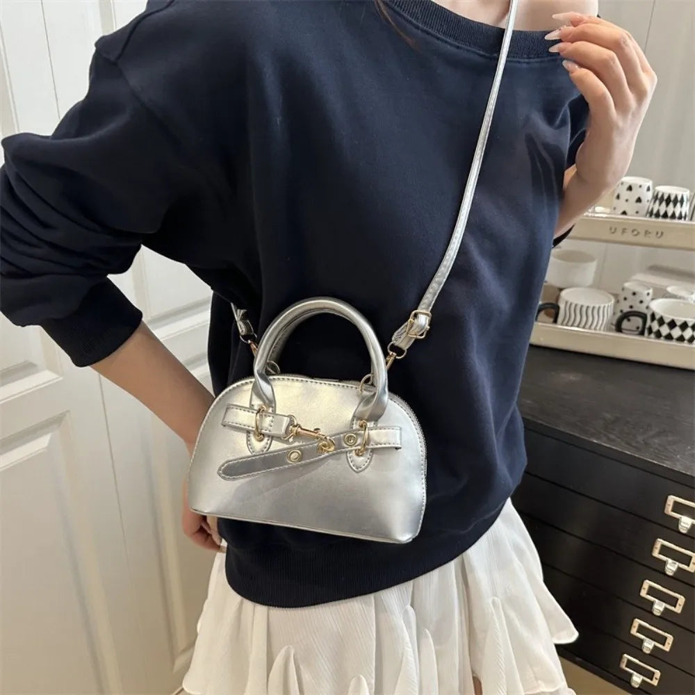 Aura Chic Burgundy Mini Dome Crossbody Bag | Aesthetic PU Leather Top Handle Handbag