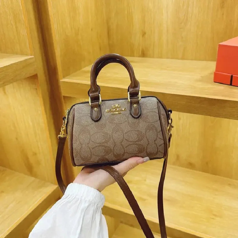 Premium Brown Monogram Handbag & Crossbody Satchel for Women