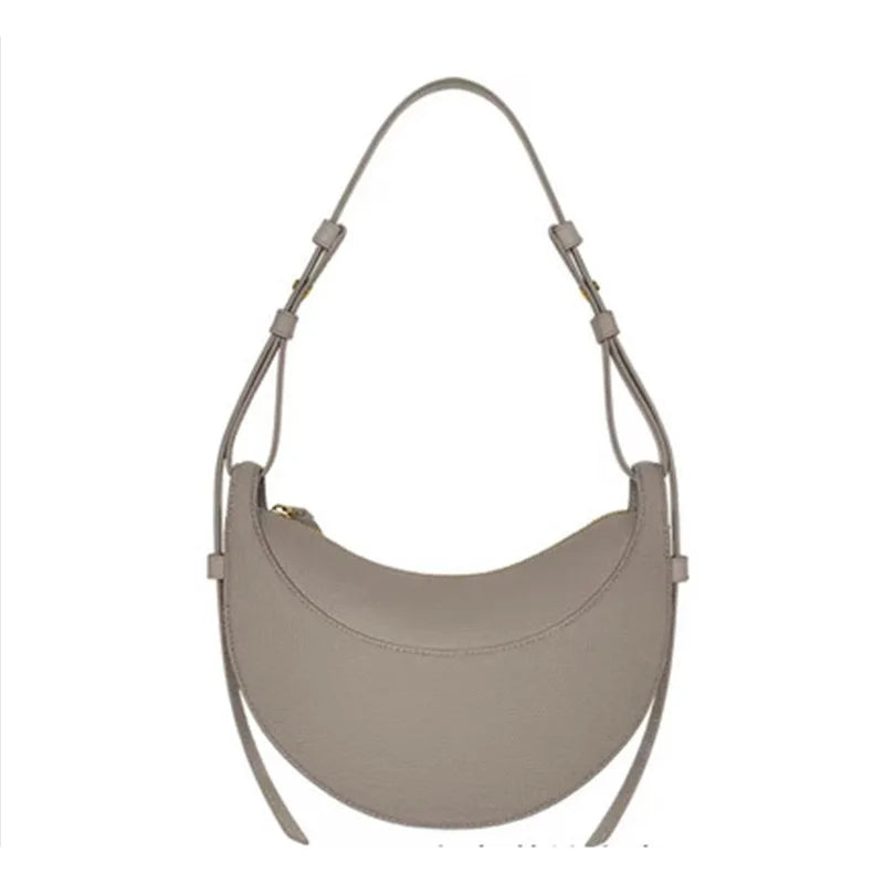 Aesthetic Half-Moon Leather Shoulder Bag