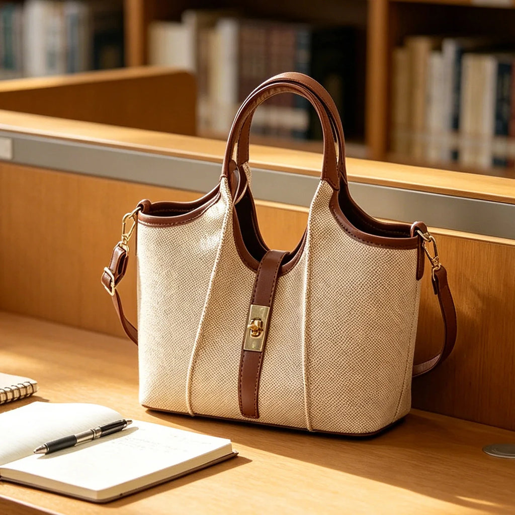 Vintage Leather Top-Handle Shoulder Bag