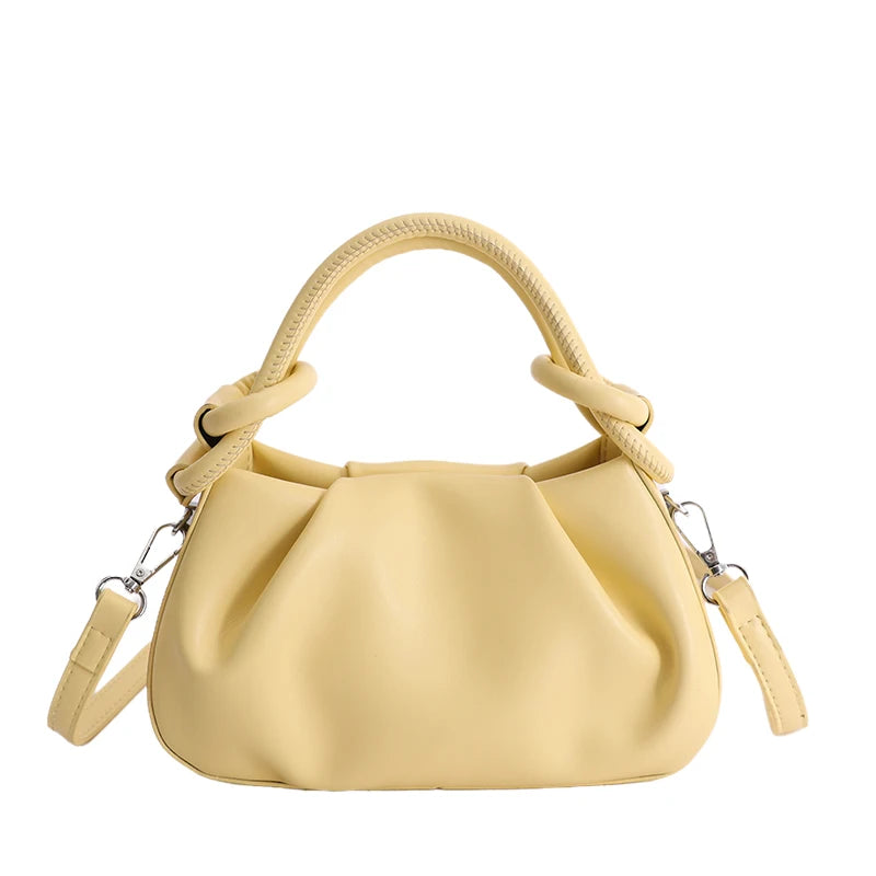 Chic Pleated Mini Red Handbag for Women | Stylish PU Leather Top Handle & Underarm Shoulder Purse