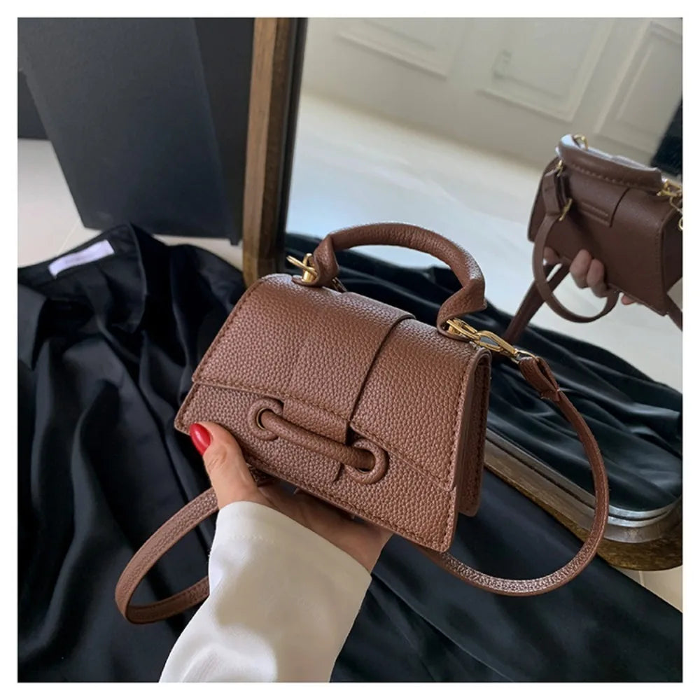 Chic Black Mini Top Handle Crossbody Bag