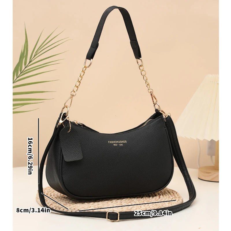 Minimalist Leather Crescent Shoulder & Crossbody Bag