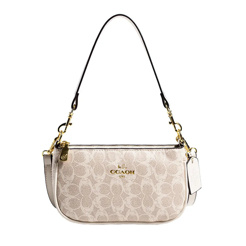 Stylish Patterned Crossbody Shoulder Bag for Women – Gold Hardware & Leather Strap