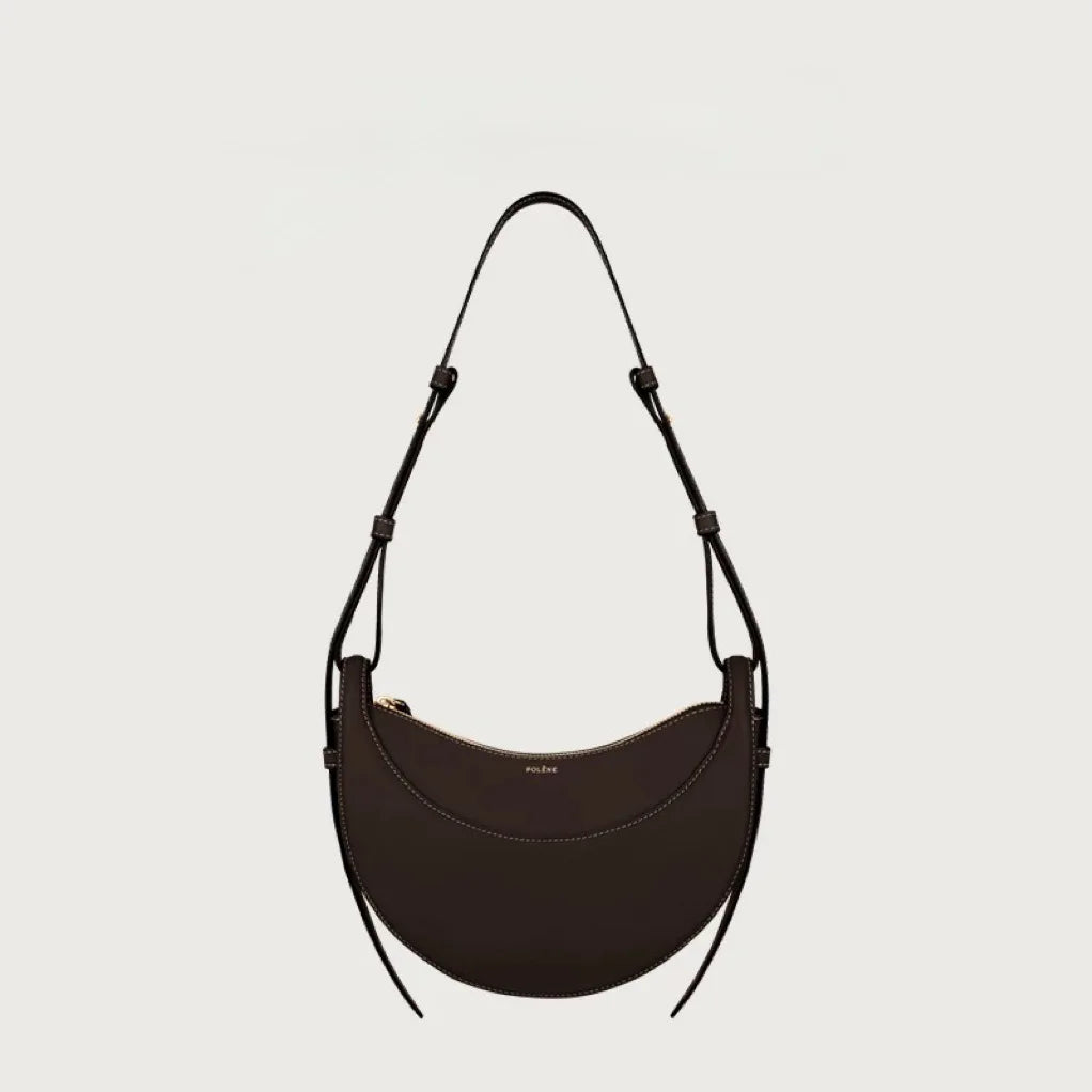 Aesthetic Half-Moon Leather Shoulder Bag