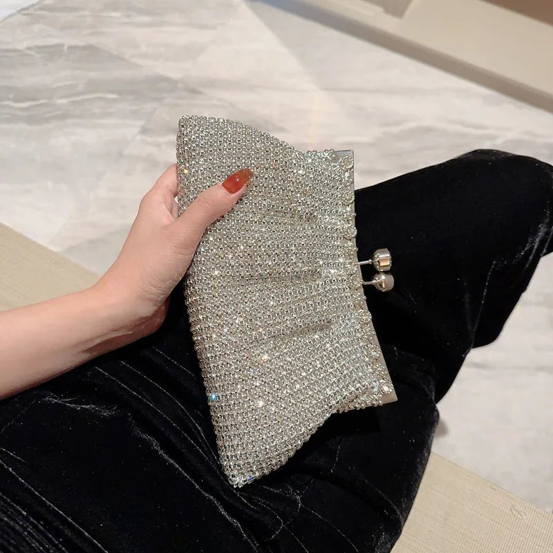 Glamorous Sparkling Rhinestone Evening Clutch Bag for Women | Crystal Party Prom Handbag & Shoulder Purse