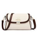 Vintage Soft Leather Flap Bag with Contrast Trim