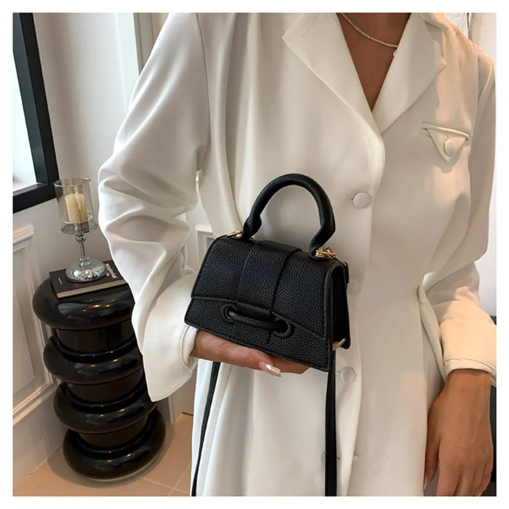 Chic Black Mini Top Handle Crossbody Bag