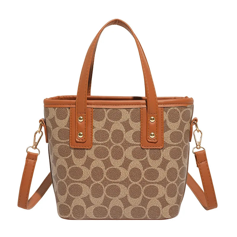 Chic Geometric Pattern PU Leather Handbag | Casual Top-Handle Shoulder Bag