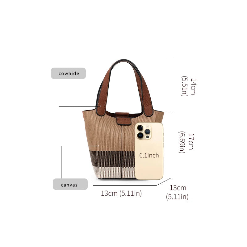 Vintage Plaid Canvas Handbag