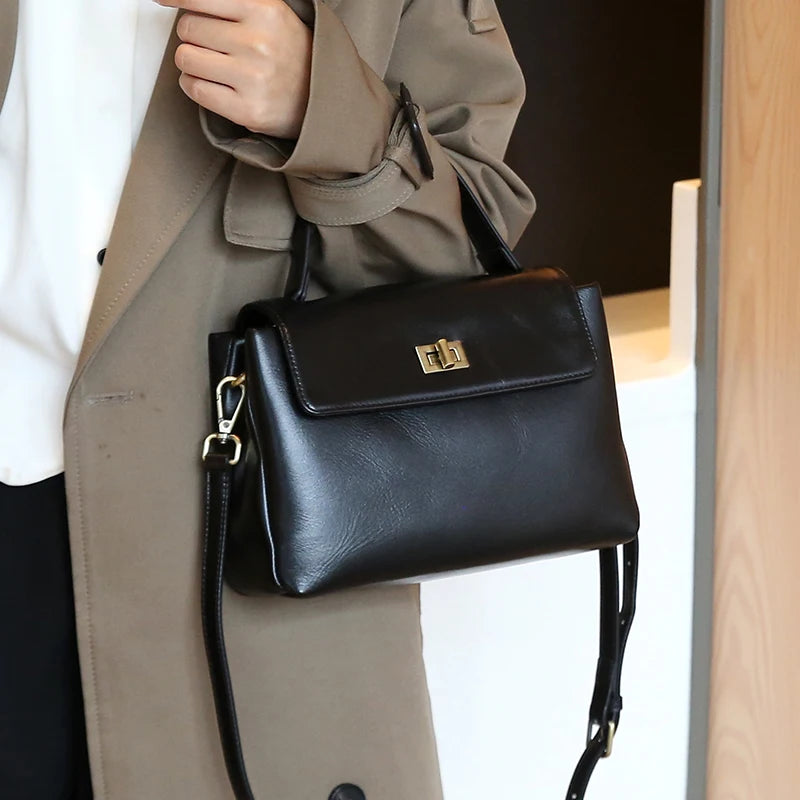 Retro Burgundy Leather Crossbody Bag