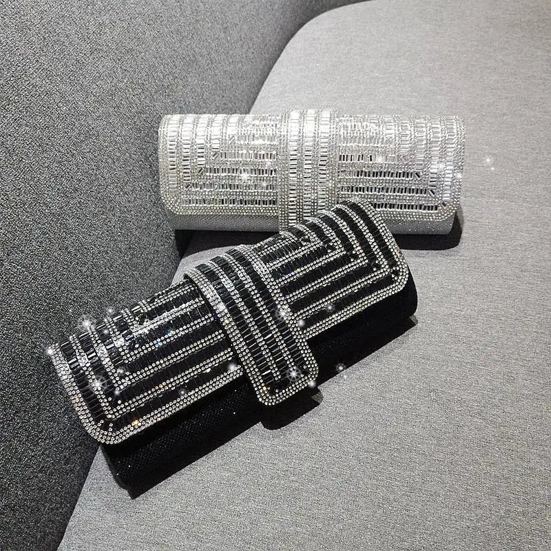 Dazzling Rhinestone Embellished Evening Clutch & Party Purse
