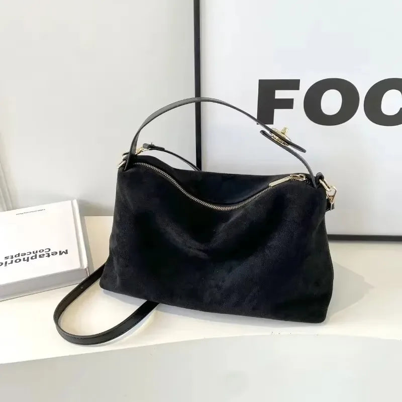 Casual Slouchy Suede Top Handle & Crossbody Shoulder Bag