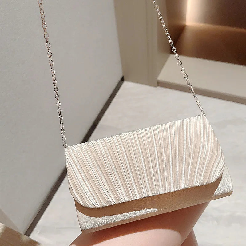 Elegant Pleated Satin Evening Clutch & Party Purse
