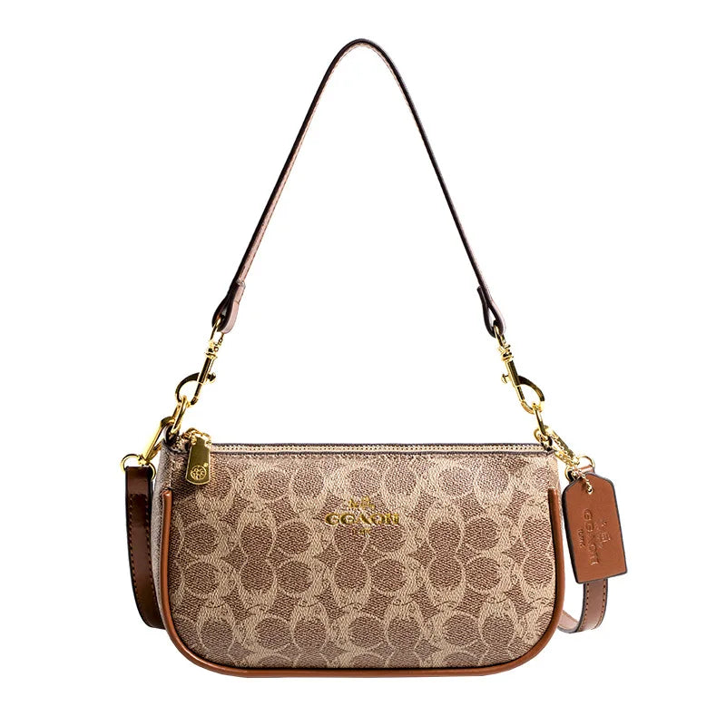 Stylish Patterned Crossbody Shoulder Bag for Women – Gold Hardware & Leather Strap
