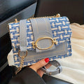 Chic Tweed & PU Leather Flap Crossbody Bag with Gold-Tone Hardware