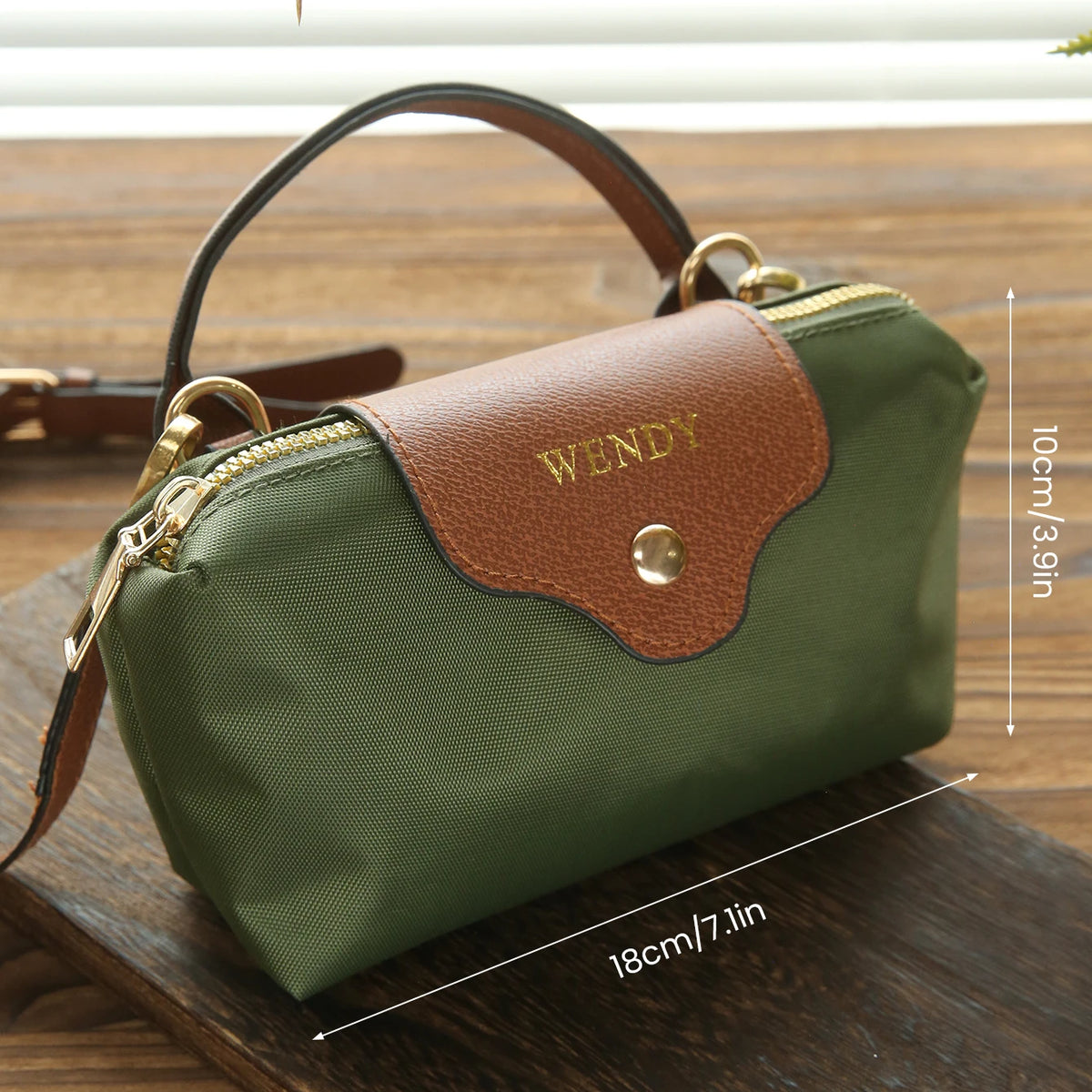 Chic Two-Tone Nylon Mini Crossbody & Top-Handle Bag with Brown Trim