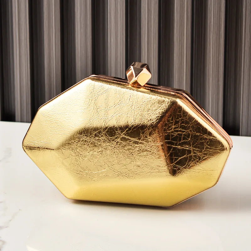 Luxury Geometric Diamond-Cut Acrylic Evening Party Clutch & Crossbody Bag