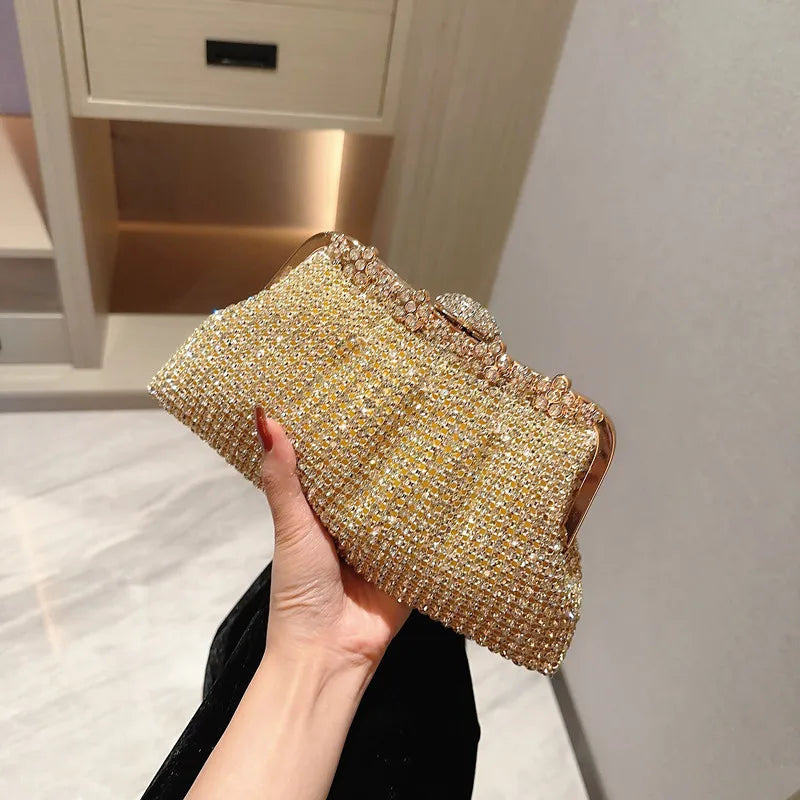 Glamorous Sparkling Rhinestone Evening Clutch Bag for Women | Crystal Party Prom Handbag & Shoulder Purse