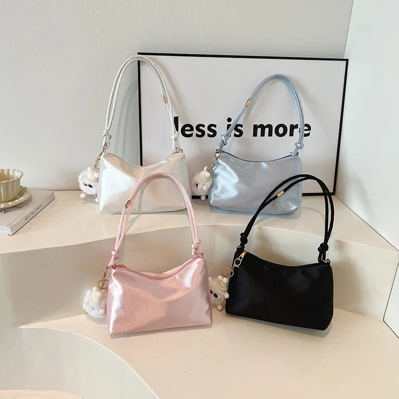 Satin Silk Knotted Strap Shoulder Bag