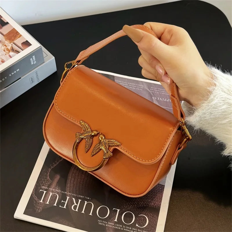 Luxury Love Birds Buckle Flap Shoulder Bag & Crossbody Handbag
