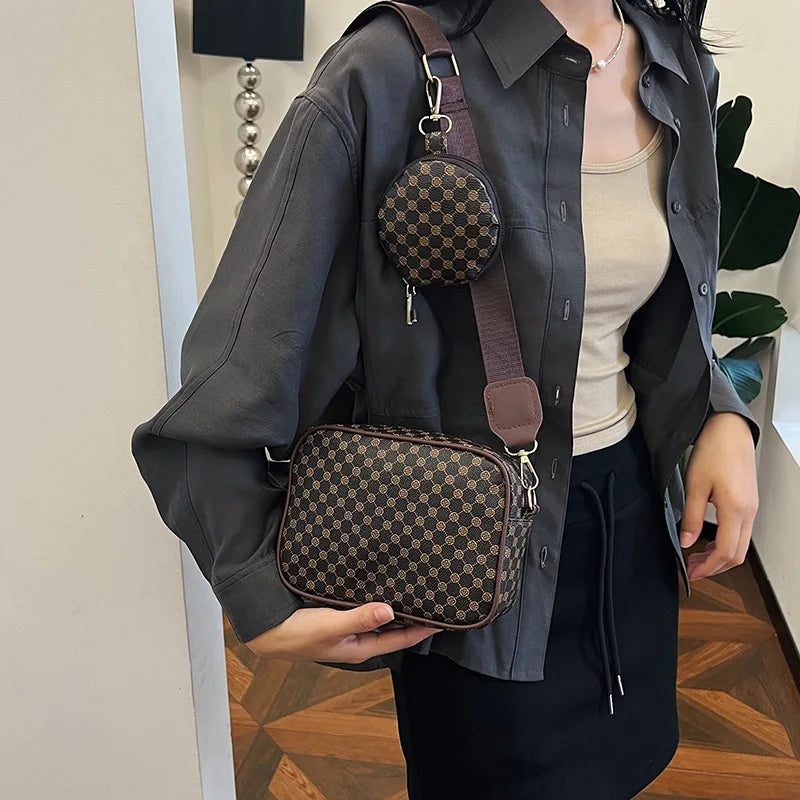 Classic Monogram Pattern Messenger Bag | Casual Travel Crossbody Purse for Women