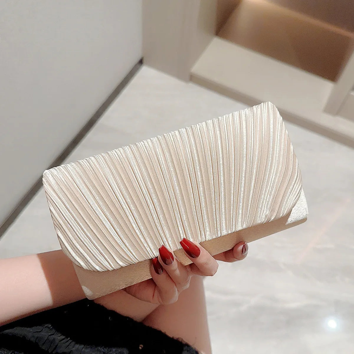 Elegant Pleated Satin Evening Clutch & Party Purse