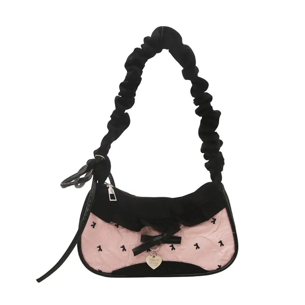 Aura Bags Red Gingham & Denim Patchwork Cute Aesthetic Shoulder Bag