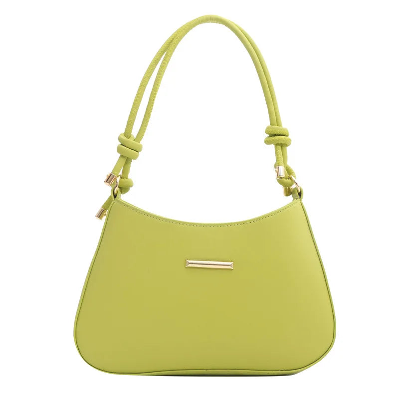 Aura Bags Chic Lime Green Shoulder Bag with Knotted Strap Detail