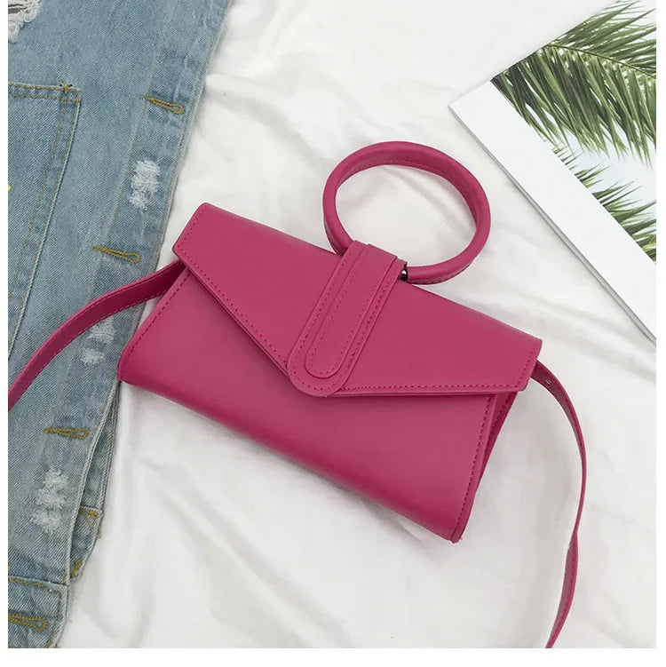 Aura Bags Vibrant Orange Structured Mini Ring-Handle Bag