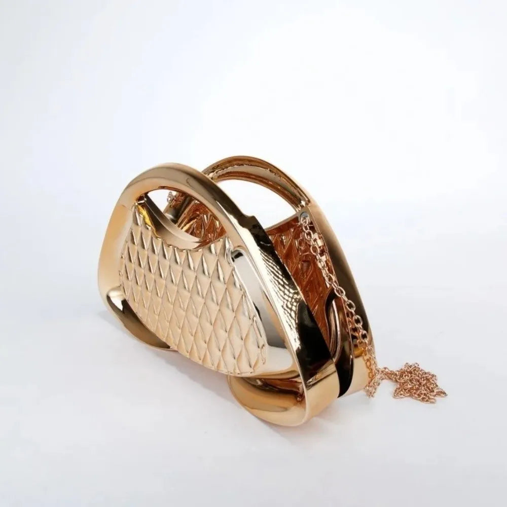 Glamorous Metallic Gold Statement Evening Clutch & Handbag