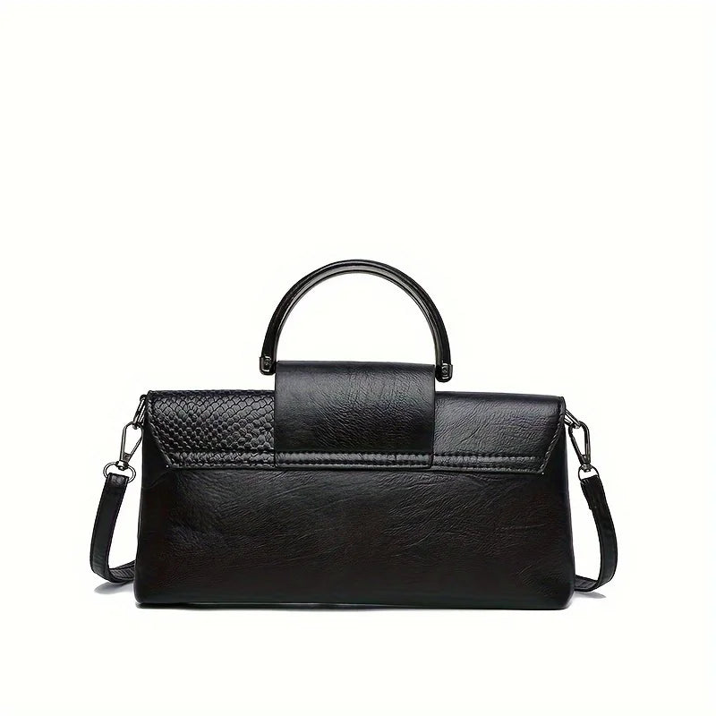 Chic Asymmetric Textured Flap Handbag with Top Handle & Crossbody Strap
