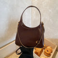 : Women’s Vintage Leather Hobo Bag – Retro Wine Red Underarm Bag & Shoulder Purse with Gold Chain Accent
