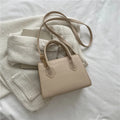 Faux-Croc Textured Structured Handbag with Crossbody Strap