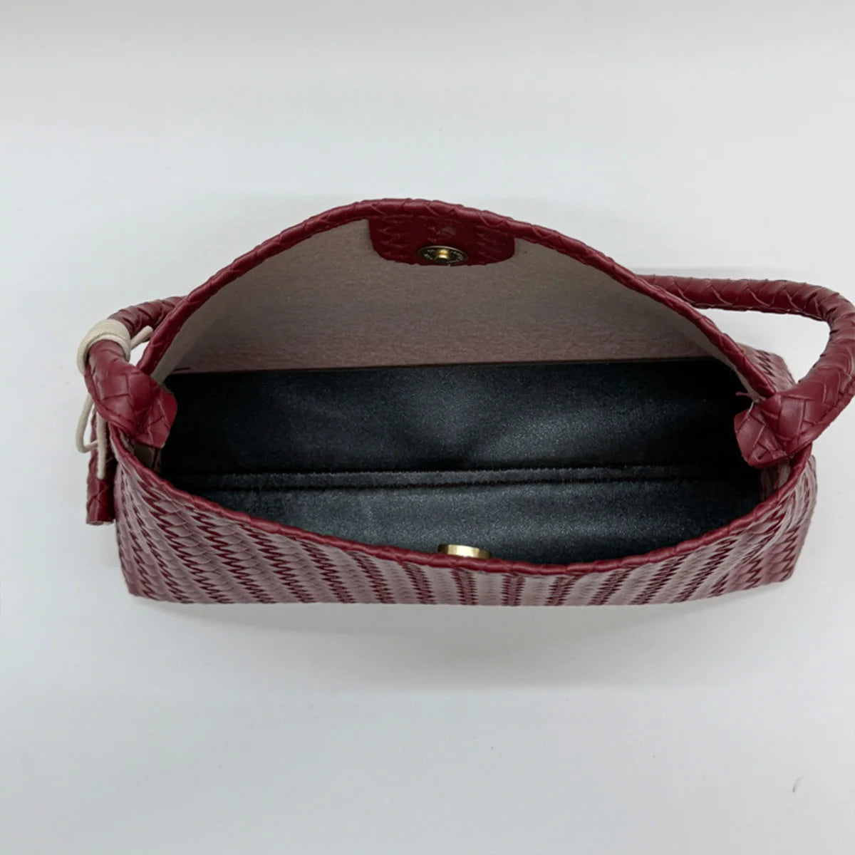 Woven Leather Hobo Shoulder Bag with Knot Accent