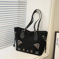 Kawaii Cute Cat Face Graphic Large Capacity Shoulder Tote Bag