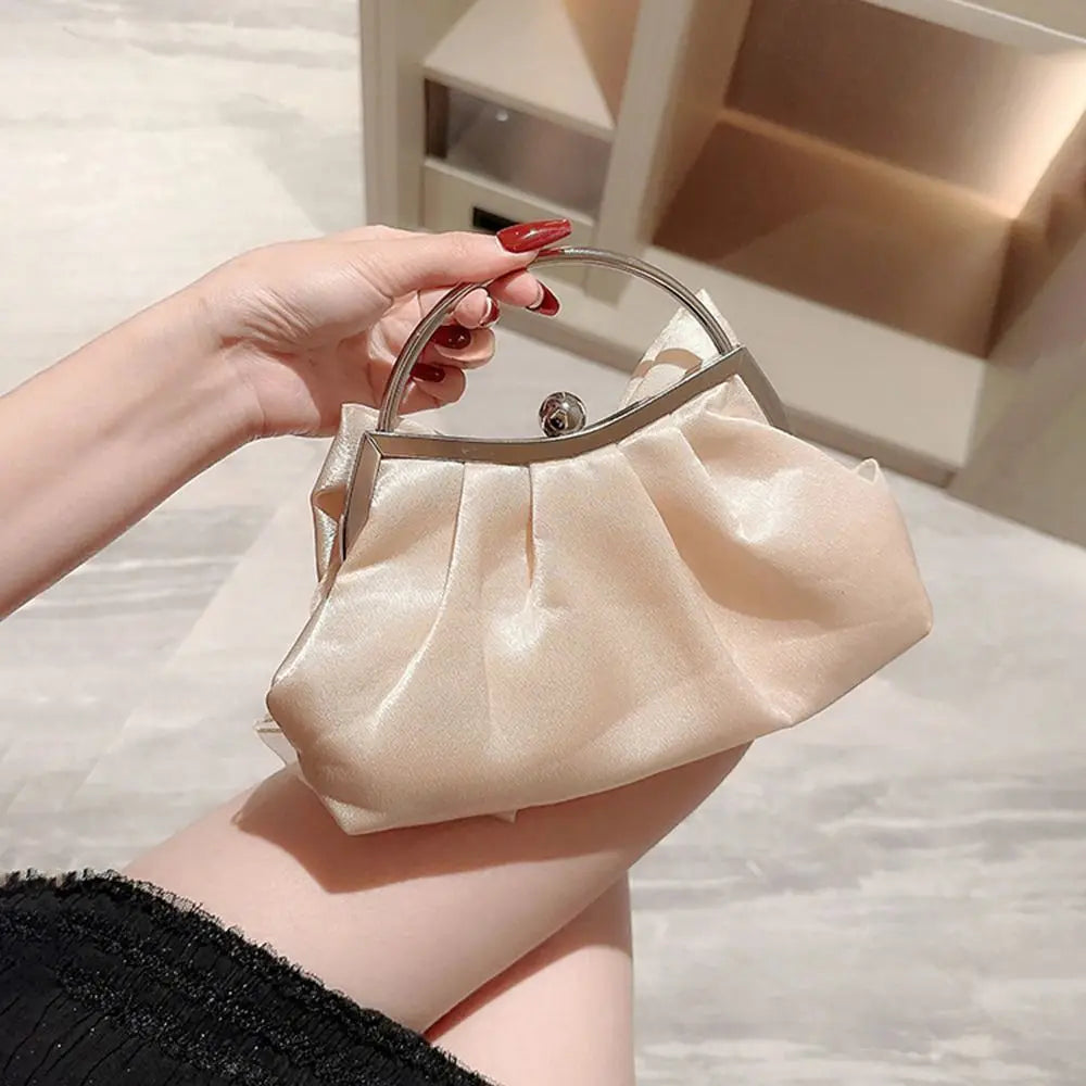 Elegant Satin Bowknot Metal Ring Mini Clutch & Handbag