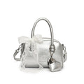 Aesthetic PU Leather Boston Bag / Crossbody Bag with Lace Bow & Heart Pendant